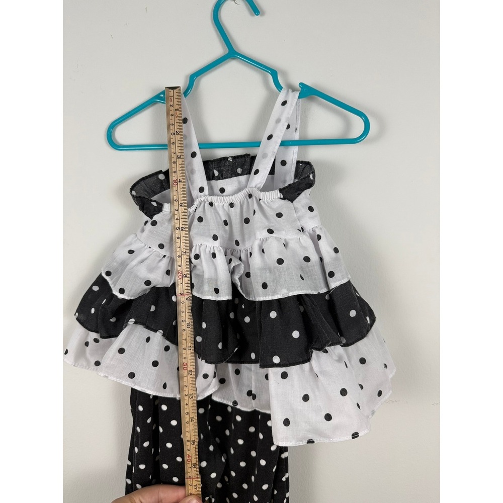 Vintage Polka Dot Ruffle Tunic and Bloomer Set Black White Kids 2-Piece - Picture 5 of 6